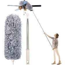 Expandable Duster with 9ft Stainless Steel Telescopic Rod – Microfiber High Reach Cleaning Tool