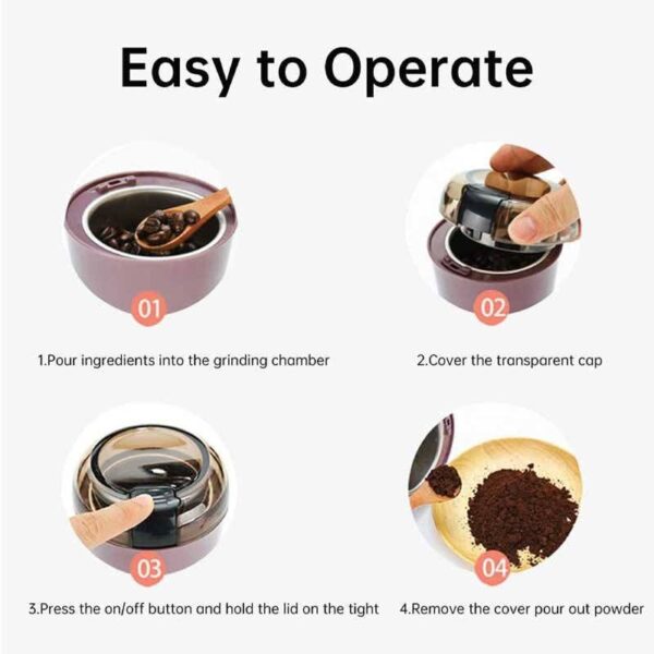 Grinder W8801 Electric Coffee and Spice Grinder with Stainless Steel Cup – Purple